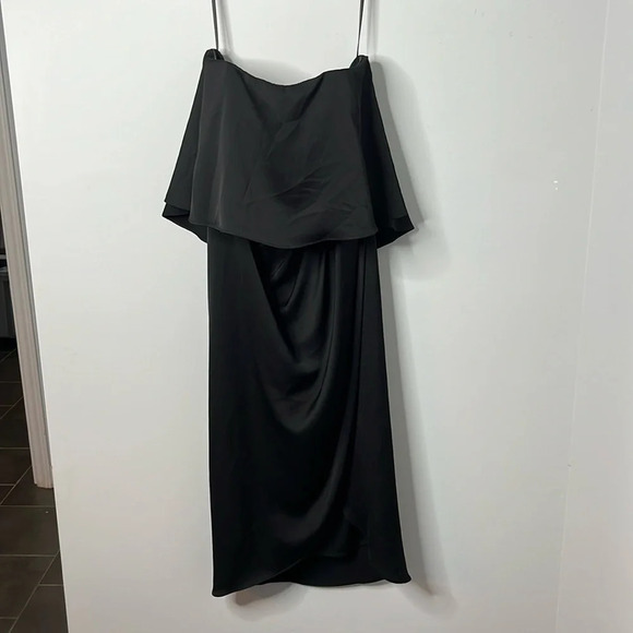 BHLDN Kelly Black Tulip Hem Strapless Midi Dress - Picture 2 of 8